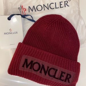 Moncler Maroon Winter Hat Beanie New